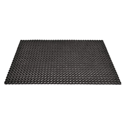 Tapis de Sol Noir en Caoutchouc TOLGOM–Anti Dérapant-Ergonomique   1000x1500x23mm–Trous de 30mm