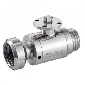 Vanne à boule inox 304 316L 2 voies - Bout fileté et douille