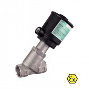 Vanne à siège incliné pneumatique ATEX en Inox 316