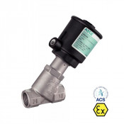 Vanne à siège incliné pneumatique ATEX - Inox 316, Gaz