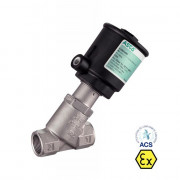 Vanne à siège incliné pneumatique ATEX - Inox 316, Gaz